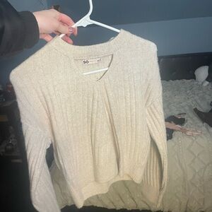 SO Cream Ribbed Knit Sweater